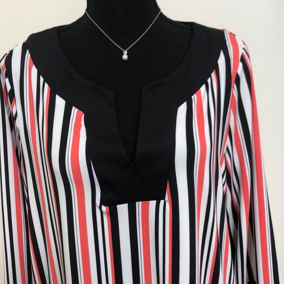 Robert Louis Black and Salmon Striped Tunic 1X - Picture 2 of 8